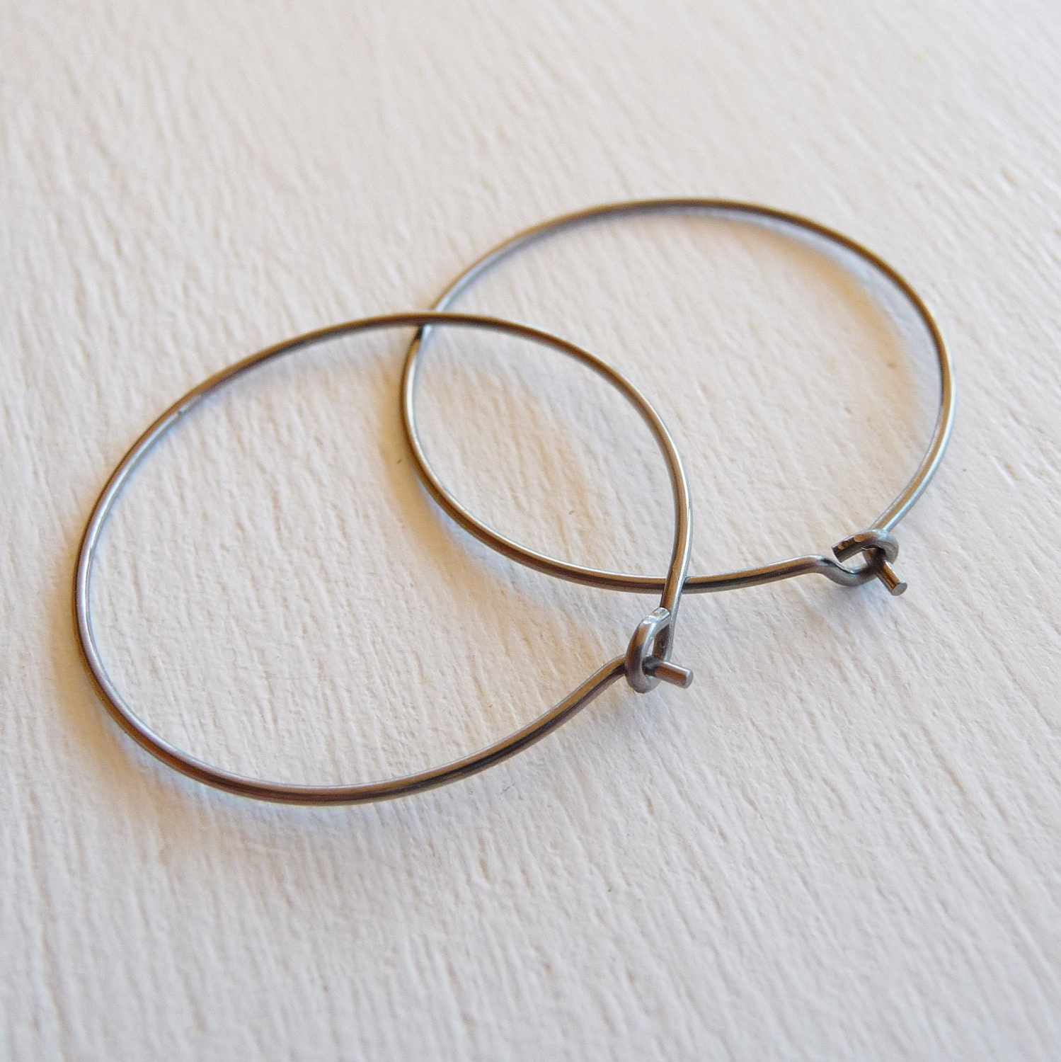 Large Hoops, Niobium Hoops, Nickel Free Hoops, Hypoallergenic Hoops For Sensitive Ears, Silver Grey Gray Niobium Hoop Earrings