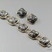 Chunky Bracelet Earrings Matched Set Gold Silver & Black