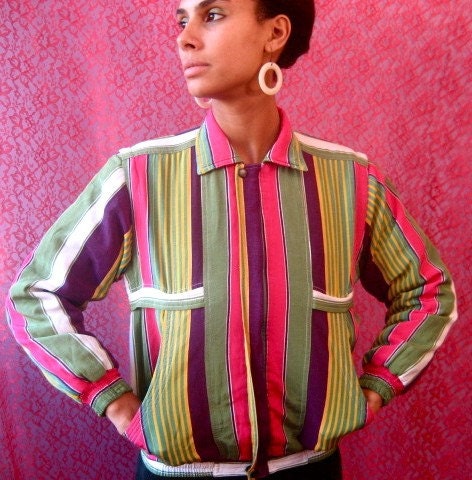 SALE Vintage Quilted Stripe Jacket Small