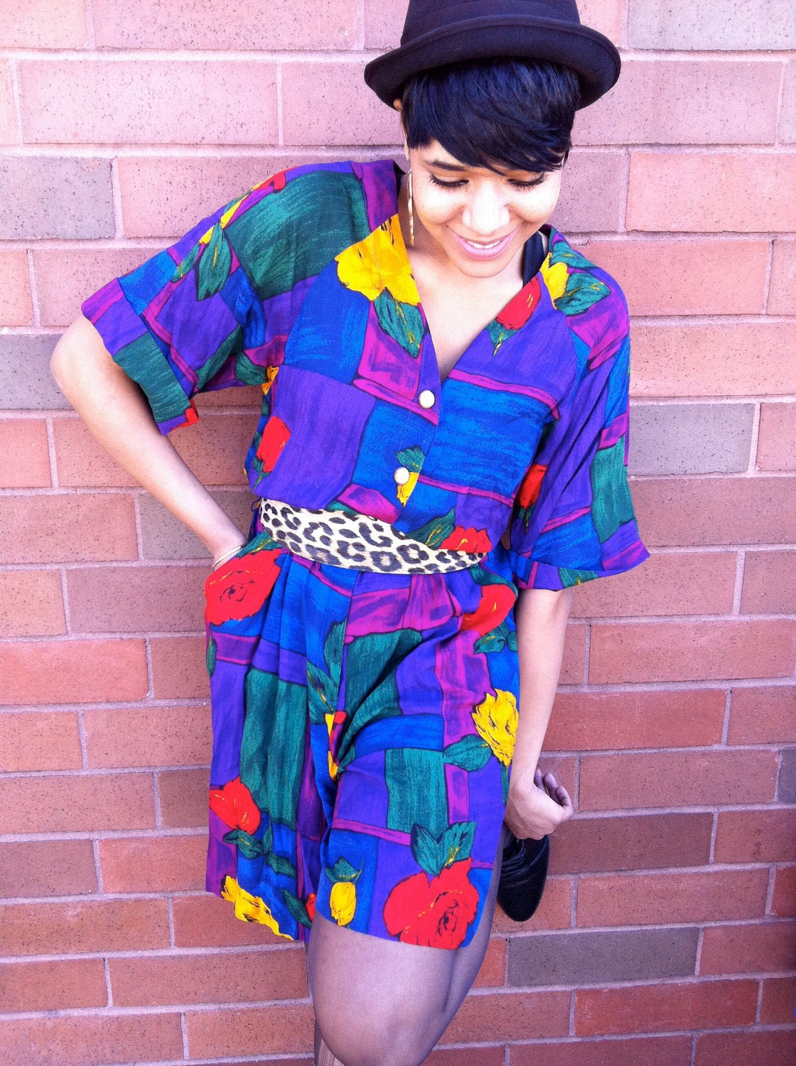 SALE 90's Floral Jumper Onsie Medium
