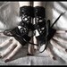 Binary Victorian Corset Laced Up Fingerless Gloves - Black & White Stripes w/ Lace - Ribbon - Dark Fusion Bellydance Lolita Wedding Vampire
