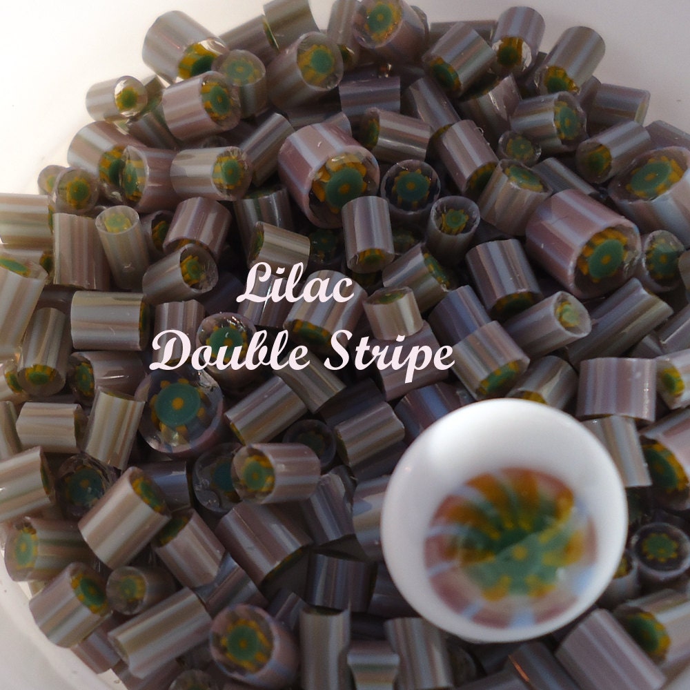 Handmade picture murrini, lampwork supplies,  Lilac Double Stripe CoE 104 glass