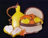Vintage Retro Wall Hanging, Home Interiors, HOMCO, Kitchen Decor, Fruit, Orange, Yellow