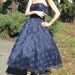 Vintage Dress Gunne Sax Strapless Full Skirt Blue Lace Overlay Black Satin Big Bow Fomal Prom Dance Dress