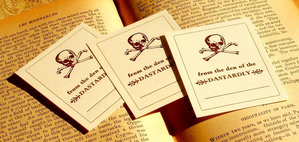 SKULL and CROSSBONES 10 Letterpress Bookplates