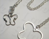 Silver Butterfly Necklace - Sterling Silver Charm, Wire Wrap Pendant, 17 inch Chain, Metalwork, Delicate, Modern, Simple