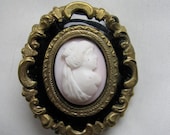 Victorian Mourning Cameo Brooch Original