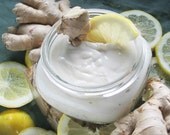 Organic Ginger Lemon Creme Lotion -- Generous 8 oz. Jar- Made with our own Organic Lemon Essence