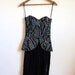 CLEARANCE SALE - Vintage Corset Dress - Strapless Crushed Velvet Cocktail Dress with Kick Pleat - Size Small