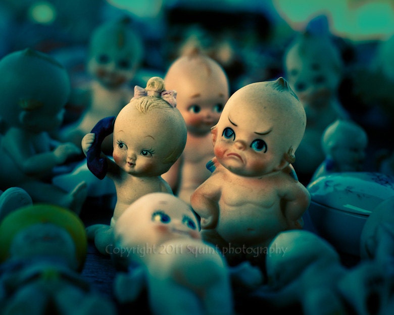 Kewpie Doll - Doll - Flea Market - Turquoise - Whimsical Photo - Nursery Art  8 x 10  -  Fine Art Photography - Wall decor