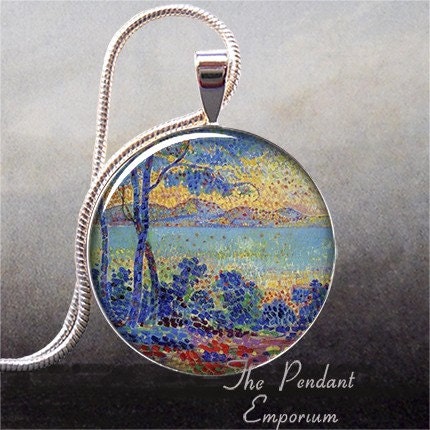 Sunrise in Provence art pendant charm, resin pendant, photo pendant, French Impressionism