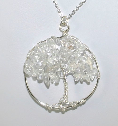 Tree of Life Pendant with clear quartz - "Ice Storm" - Drakestail