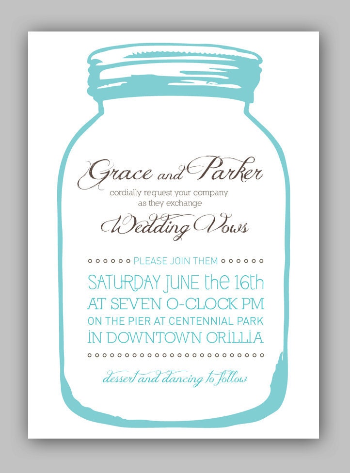 DIY Printable Wedding Invitations - Simple Pretty Mason Jar