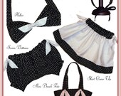 Dog Swimsuit Bikini Skirt Tote Cap 1940s Pin Up Style Sewing Pattern PDF