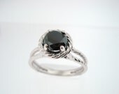 14K White Gold Fancy Black Diamond Solitaire Engagement  Ring  1.10ct VVS1