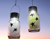 Star Light Jars Outdoor Home Decor, Holiday Mason Jar Solar Lights, Yellow, White, Hanging Outdoor Lanterns - treasureagain