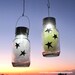 Star Light Jars Outdoor Home Decor, Holiday Mason Jar Solar Lights, Yellow, White, Hanging Outdoor Lanterns