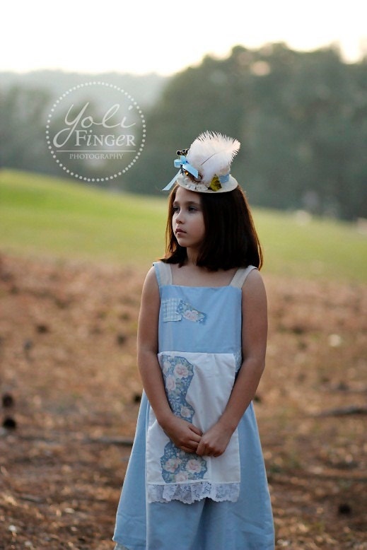 Eco Kids Eco Fashion Apron Style Alice in Wonderland Dress Wizard of Oz dress girls costume Photo Shoot  Reclaimed Modern Vintage Fabrics