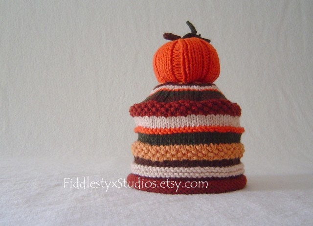 Halloween Costume - Baby Pumpkin Hat - Hand Knitted Hat (Newborn, Infant, Toddler, Child sizes) Fall Autumn Children Clothing Accessories
