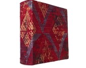Textile Art Wall Hanging, Screenprint, silk fabric in red, copper, silver and black