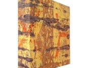 Wall Hanging, Textile Art,  Screenprint, Rustic, Earthy, yellow, orange, brown, copper