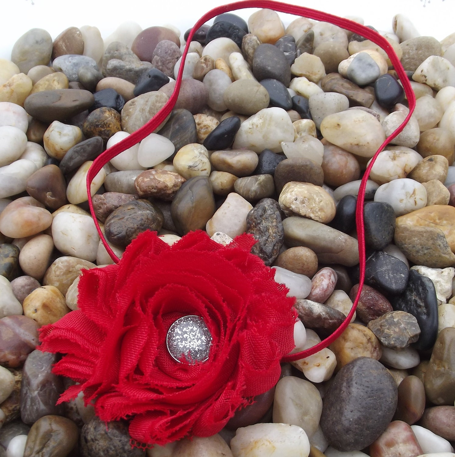 Shabby Chic Vintage Style Red Headband - Baby Headband - Newborn Headband - Infant - Toddler - Girl - Photo Prop
