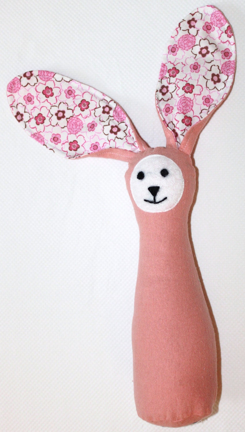 Organic Baby Stuffed Animal, Easter Baby Rattle Toy, Pink Sweet Jane