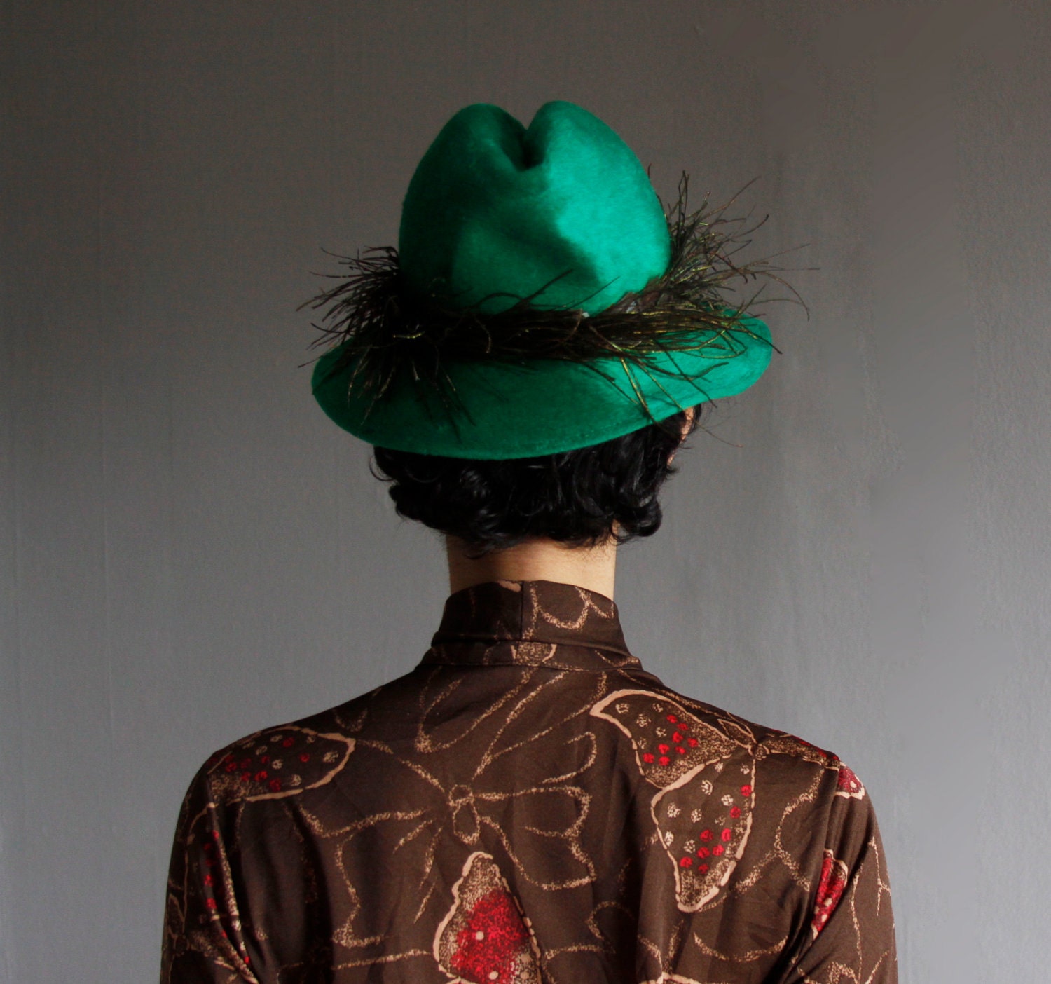 1960's green feather fedora