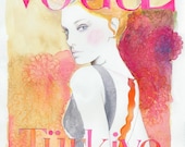 Print of Vogue Cover Watercolor Painting and Fashion Illustration. - silverridgestudio