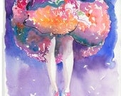 Print of Watercolour Fashion Illustration. Titled - summer dress