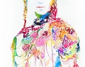 Watercolor Painting Print, Watercolour Fashion Illustration 8" x 10".  Titled: Warriorink3