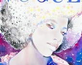 Watercolour Fashion Illustration Print 8x10, African Vogue titled: stars