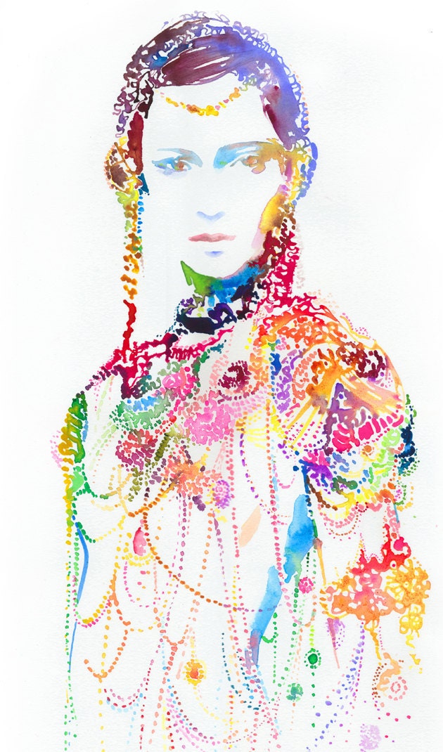 Watercolor Painting Print, Watercolour Fashion Illustration 8" x 10".  Titled: Warriorink3