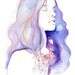 Canvas Print of Watercolour Fashion Illustration 24" x 36". Titled - Blue Meditation