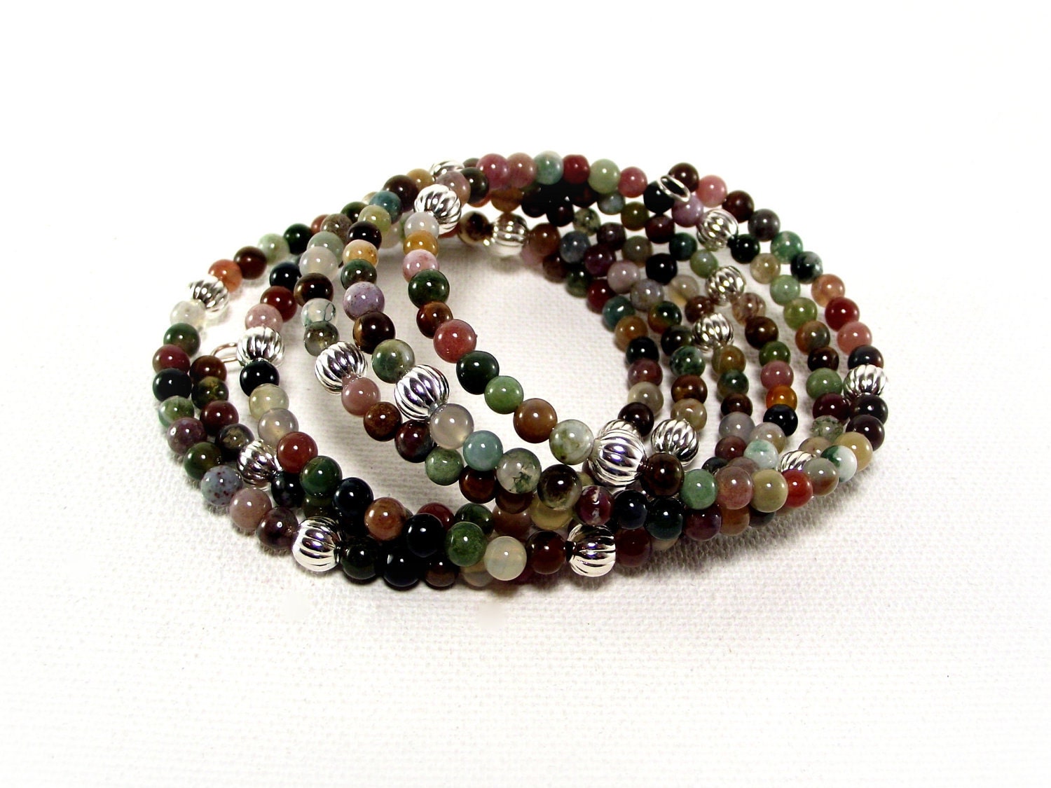 Memeory Wire - Urban Chic Colorful Gemstone and Silver Wrap Bracelet