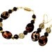 Bracelet and Earrings Set - Brown Animal Print Abalone Shell Pearl Bracelet with Matching Earrings