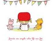 Friends Are Angels - Nursery Wall Art - Home Decor - Kids Wall Art - Archival Art Print 8x10