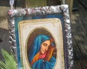 Antique Our Lady of Sorrows Mater Dolorosa Stained Glass Catholic Keepsake