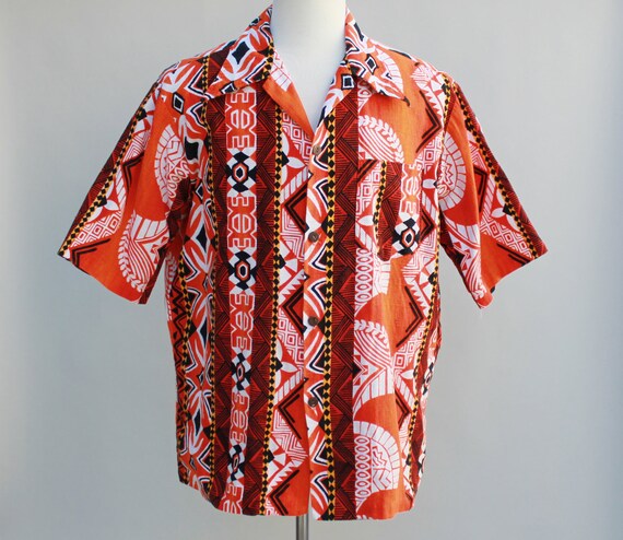 orange and black hawaiian shirt