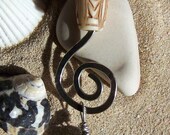 Sea Glass and Hammered Silver Coated Copper Pendant in  Olive Green with Double Hammered Swirl and Tribal Bead