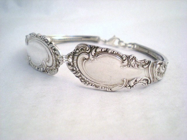 Spoon Bracelet, Antique Silverware Jewelry, Silverware Bracelet, Wedding Jewelry, Bridesmaid Bracelet, Vintage Wedding  ALDINE 1895