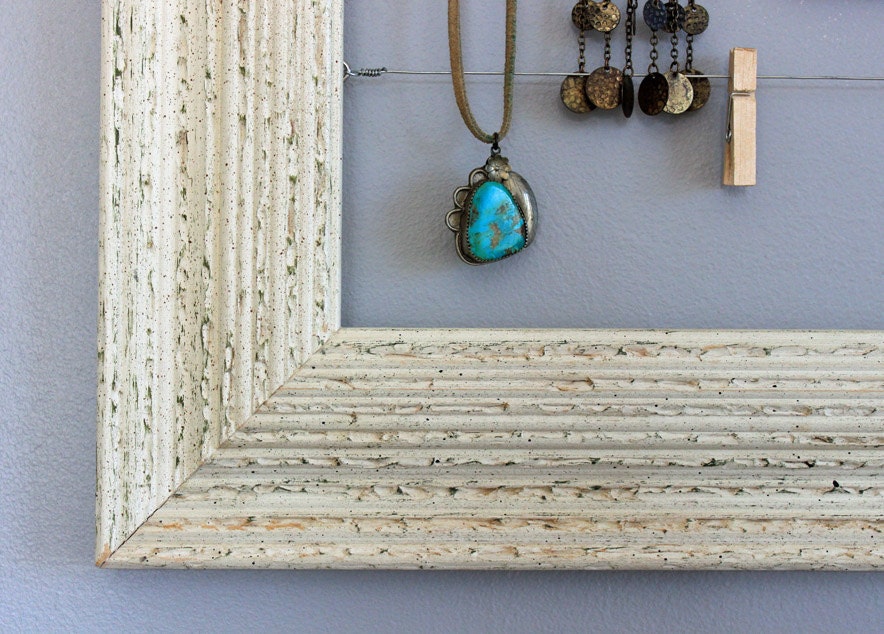 Large Handmade and hand distressed white chippy frame 17.5 x 21.5. Ready To Ship