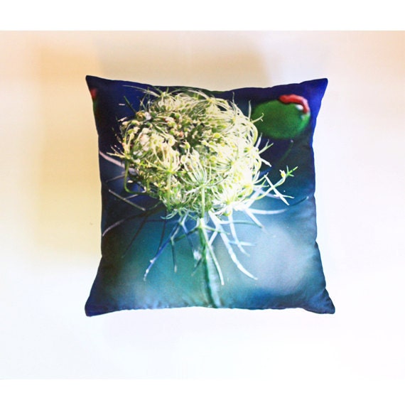 Whimsical Bud. Natural Art and Home Decor. Handmade. Eco-Friendly Printed. Linen Throw Pillow
