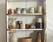 Antique Farmhouse Cupboard Top Painted Pine Wood Shelf