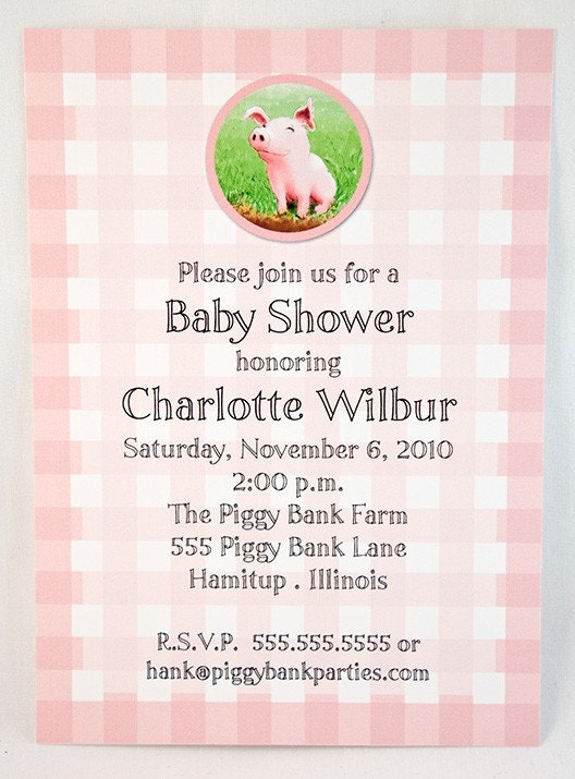 CHARLOTTE'S WEB Wilbur Invitation - Personalized Printable Il_570xn