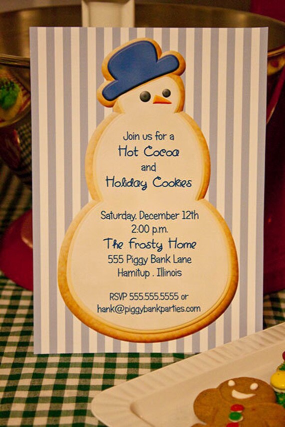 Christmas SUGAR COOKIE Invitation - Personalized Printable Snowman Il_570xn