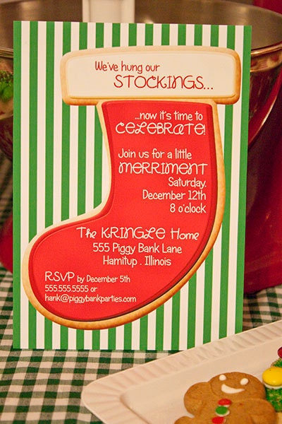 Christmas SUGAR COOKIE Invitation - Personalized Printable Stocking Il_570xn