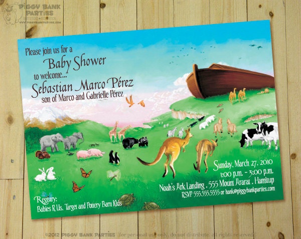 NOAH'S ARK Invitation - Personalized DIY Printable Baby Shower or Birthday Invite Il_570xn