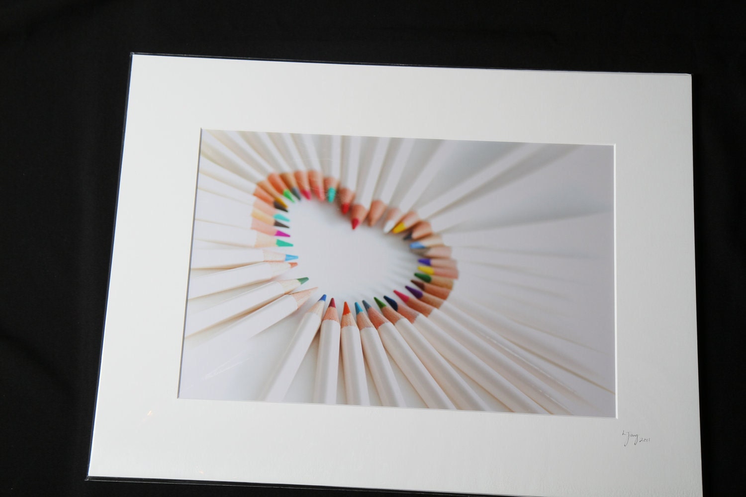 Crayon's Heart, Matted Print, Fine Art Photography Print Special Edition, Pencil Rainbow Pastel Colors