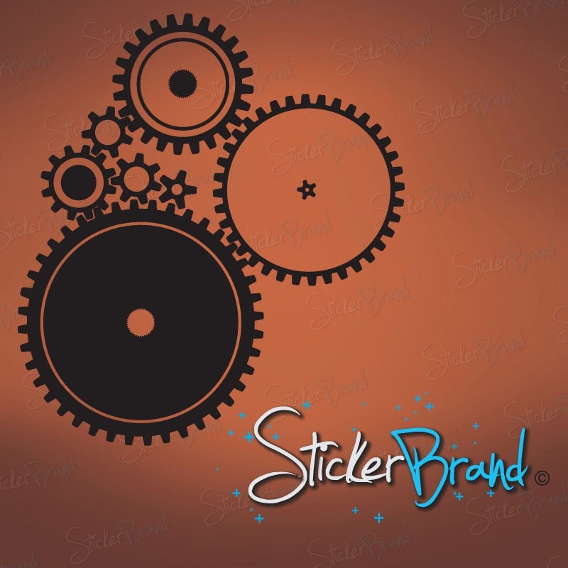 Vinyl Wall Decal Sticker Industrial Gear Pattern by Stickerbrand